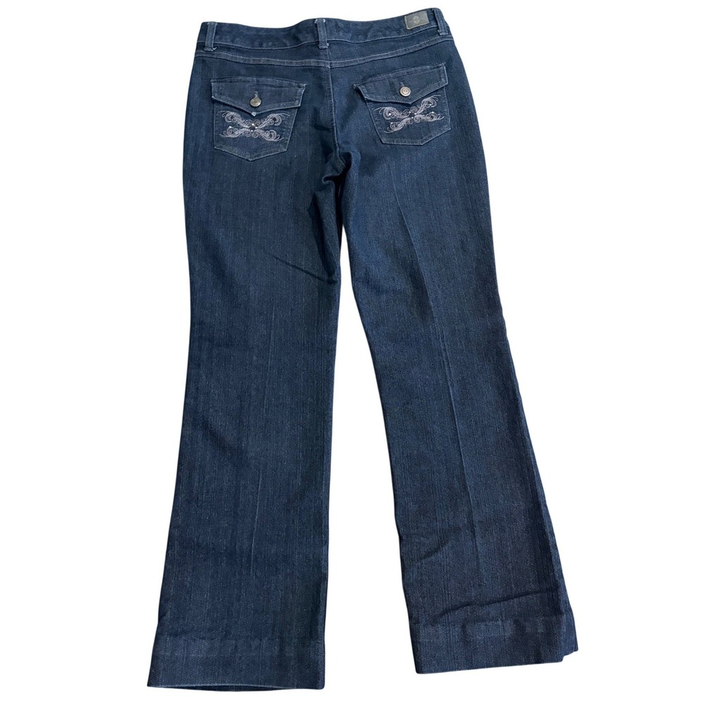 Bandolino Denim Womens Blue Bootcut Jeans Size 8 Embroidered Back Pockets Dark